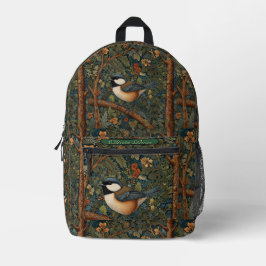 Elegant retro woodland bird bedruckter rucksack