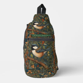 Elegant retro woodland bird crossbody bag