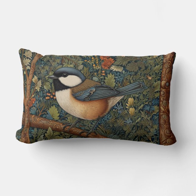Elegant retro woodland bird  lendenkissen (Vorderseite)