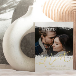 Elegant Rett unser Date Real Foil & Foto Folieneinladung