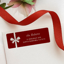 Elegant Ribbon Bow Red Christmas Address
