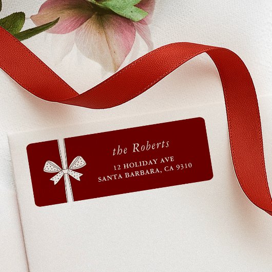 Elegant Ribbon Bow Red Christmas Address
