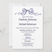 Elegant Ribbon & Bow Romantic Wedding Navy & White Einladung (Vorderseite)
