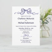 Elegant Ribbon & Bow Romantic Wedding Navy & White Einladung (Stehend Vorderseite)