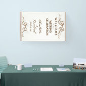 Elegant Ribbon & Bow Warm Brown Romantic Wedding Banner (Messe)