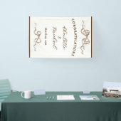 Elegant Ribbon & Bow Warm Brown Romantic Wedding Banner (Messe)
