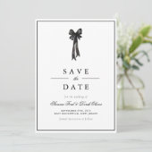 Elegant Ribbon Bow Wedding Save The Date (Stehend Vorderseite)