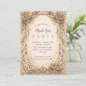 Elegant Ribbon Mask Mardi Gras Masquerade Einladung (Stehend Vorderseite)