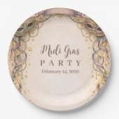 Elegant Ribbon Mask Mardi Gras Masquerade Pappteller (Vorderseite)