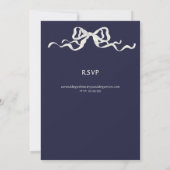 Elegant Ribbon Navy & White Romantic Wedding  Einladung (Rückseite)