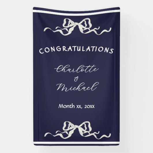 Elegant Ribbon Romantic Wedding Congratulations  Banner (Vertikal)