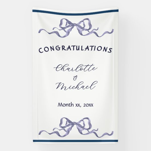 Elegant Ribbon Romantic Wedding Congratulations  Banner (Vertikal)