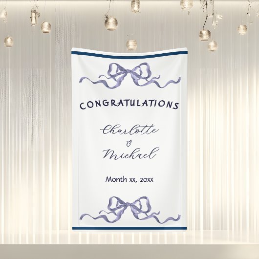 Elegant Ribbon Romantic Wedding Congratulations  Banner