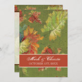 Elegant Rich Color Herbst Weinleaf Blätter Batik Einladung (Vorne/Hinten)