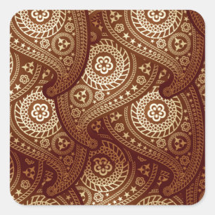 Elegant Rich Golden Paisley Quadratischer Aufkleber