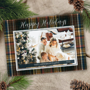 Elegant Rich Kariert Heirloom Style Happy Holidays Feiertagskarte