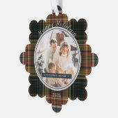 Elegant Rich Kariert Heirloom Style Happy Holidays Ornament Karte (Linke Ecke)