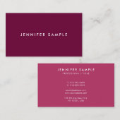 Elegant Rich Maroon Red Modern Minimalistische Vor Visitenkarte (Vorne/Hinten)