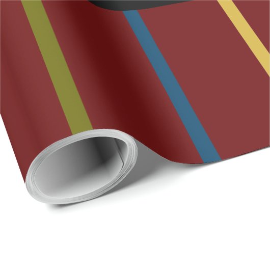 ELEGANT RICH RED VERTICAL STRIPE LINES SCRIPT TEXT GESCHENKPAPIER (Rolleneckpunkt)