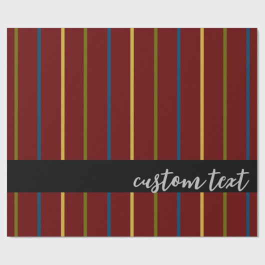 ELEGANT RICH RED VERTICAL STRIPE LINES SCRIPT TEXT GESCHENKPAPIER (Flach)
