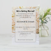 Elegant Rings & Cream Rose Bouquet Wedding  Einladung (Stehend Vorderseite)