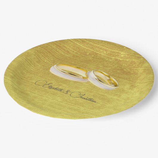 Elegant Rings Simple Wedding Pappteller (Schrägansicht)