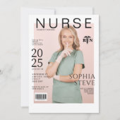 Elegant RN nurse Magazine Foto Abschluss Einladung (Vorderseite)