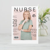 Elegant RN nurse Magazine Foto Abschluss Einladung (Stehend Vorderseite)