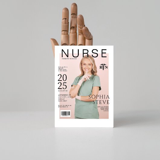 Elegant RN nurse Magazine Foto Abschluss Einladung