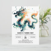 Elegant Roaring Dragon Birthday Einladung (Stehend Vorderseite)