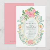 Elegant Rococo Floral Bridal Shower QR code  Einladung (Vorne/Hinten)