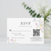 Elegant Rococo Floral Crest Wedding QR Code RSVP Karte (Stehend Vorderseite)