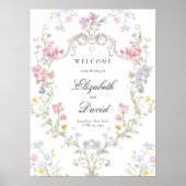 Elegant Rococo Floral Crest Wedding Welcome Poster (Vorne)
