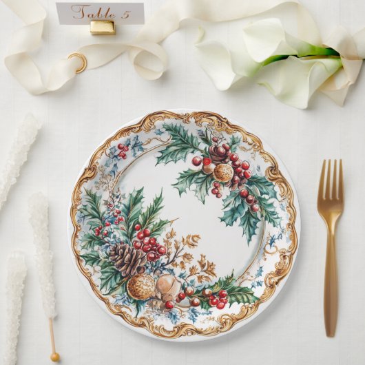 Elegant Rococo Foliage Holiday Dining Pappteller (Hochzeit)
