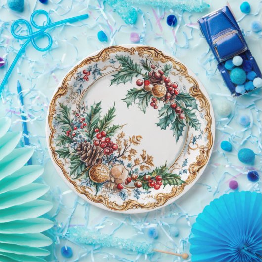 Elegant Rococo Foliage Holiday Dining Pappteller (Party)
