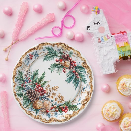 Elegant Rococo Foliage Holiday Dining Pappteller (Party)