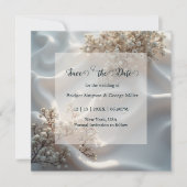 Elegant romantic babys breath floral wedding save the date (Vorderseite)