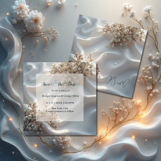 Elegant romantic babys breath floral wedding save the date