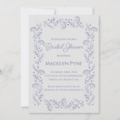 Elegant Romantic Blue Floral Bridal Shower Einladung (Vorderseite)