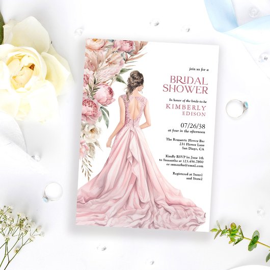 Elegant Romantic Blush Roses Floral Bridal Shower Einladung