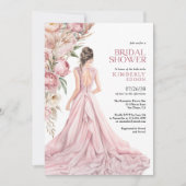 Elegant Romantic Blush Roses Floral Bridal Shower Einladung (Vorderseite)