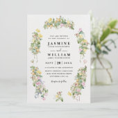 Elegant Romantic Bustling Flowers QR Code Wedding Einladung (Stehend Vorderseite)