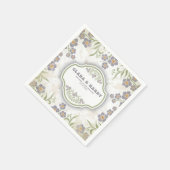 Elegant romantic calligraphy retro floral wedding  serviette (Ecke)