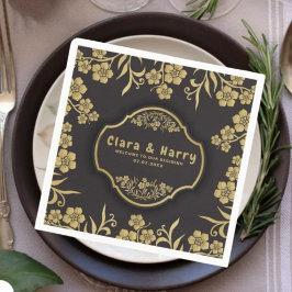 Elegant romantic champagne gold  floral wedding  serviette