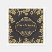 Elegant romantic champagne gold floral wedding serviette (Vorderseite)