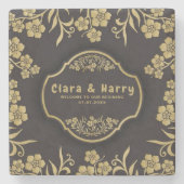 Elegant romantic champagne gold  floral wedding  steinuntersetzer (Vorderseite)