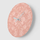 Elegant Romantic Chic Floral Damask-Peach Große Wanduhr (Winkel)