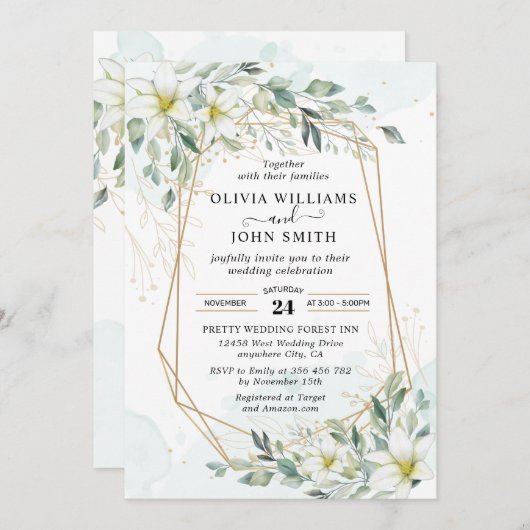 Elegant Romantic Eukalyptus Greenery - F001 Invita Einladung (Vorne/Hinten)