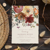 Elegant Romantic Fall Floral Red Bridal Shower Einladung