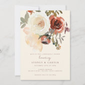 Elegant Romantic Fall Floral Red Rehearsal Dinner Einladung (Vorderseite)